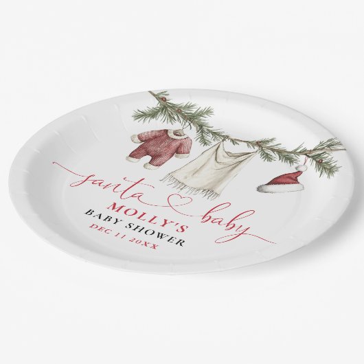 Assiettes En Carton Père Noël Baby Clothesline Baby shower d'hiver (Angle)
