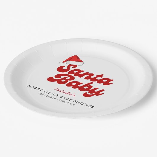 Assiettes En Carton Père Noël Baby Joyeux Baby shower de Noël (Angle)