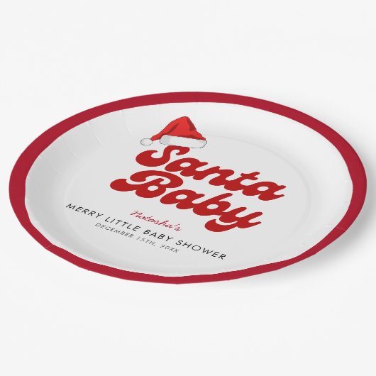 Assiettes En Carton Père Noël Baby Joyeux Baby shower de Noël (Angle)