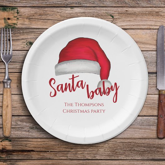 Assiettes En Carton Père Noël Baby Red Simple Noël traditionnel