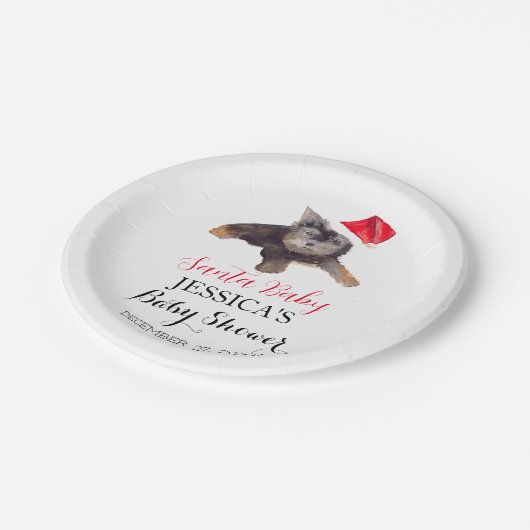 Assiettes En Carton Père Noël Baby shower Red Cute Merci simple (Angle)