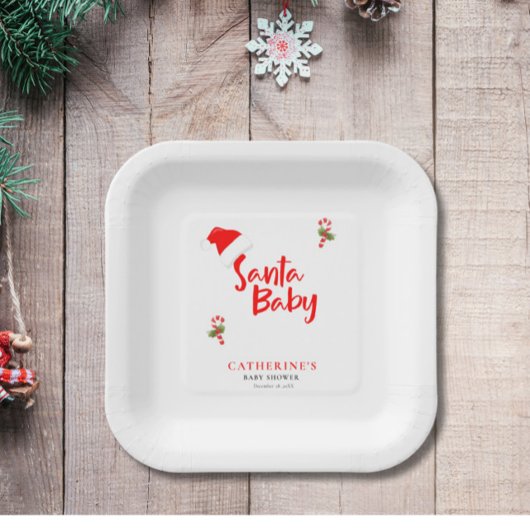 Assiettes En Carton Père Noël Baby Winter Baby shower