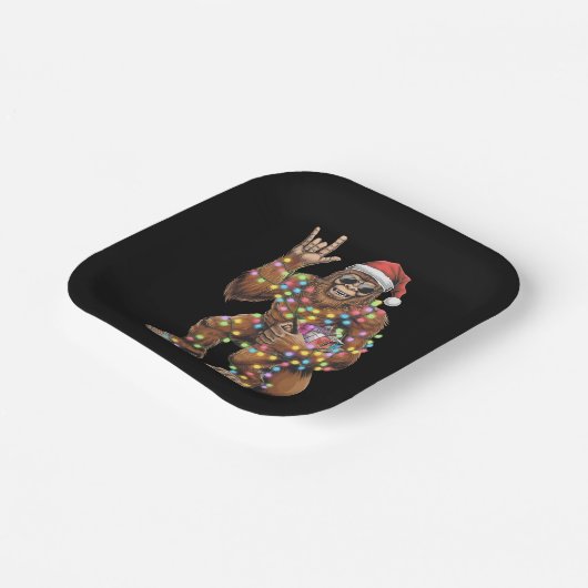 Assiettes En Carton Père Noël Bigfoot lumières de Noël Rock amusant (Angulaire)