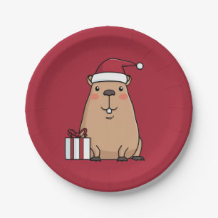 Assiettes En Carton Père Noël Capybara Holiday Fun