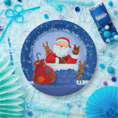 Assiettes En Carton Père Noël Chimney Reindeer Sack Ajouter Année Text (Fête)
