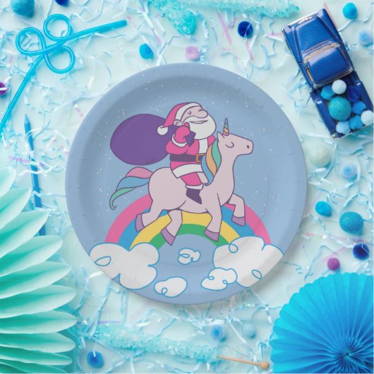 Assiettes En Carton Père Noël Christmas Unicorn (Fête)