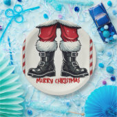 Assiettes En Carton Père Noël cool en Bottes noires Fête de Noël (Fête)