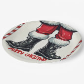 Assiettes En Carton Père Noël cool en Bottes noires Fête de Noël (Angle)