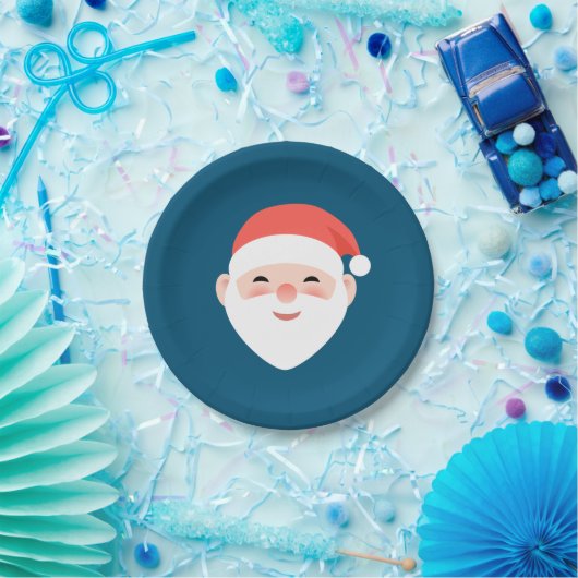 Assiettes En Carton Père Noël de Noël en bleu (Fête)