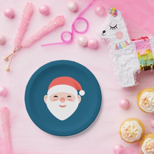 Assiettes En Carton Père Noël de Noël en bleu (Fête)