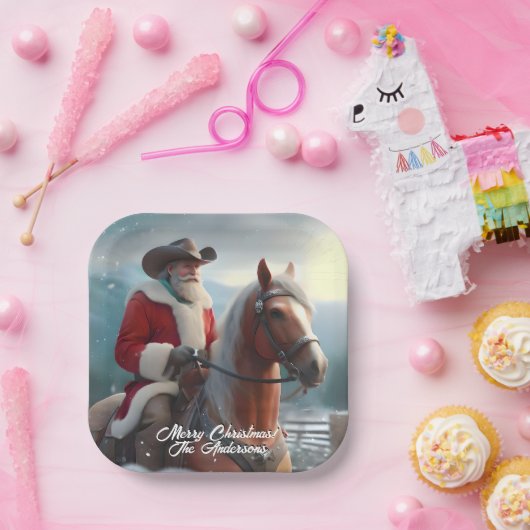 Assiettes En Carton Père Noël équitation Noël occidental (Fête)