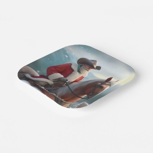 Assiettes En Carton Père Noël équitation Noël occidental (Angulaire)