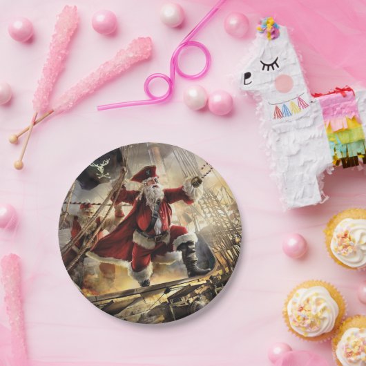 Assiettes En Carton Père Noël Est Un Pirate (Fête)