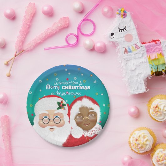 Assiettes En Carton Père Noël et Mme Claus Fêtes de Noël (Fête)