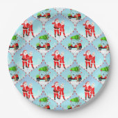 Assiettes En Carton Père Noël Et Mme Claus Golfing Ogee Motif (Devant)