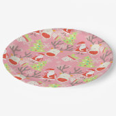 Assiettes En Carton Père Noël et rennes avec arbre de Noël (Angle)