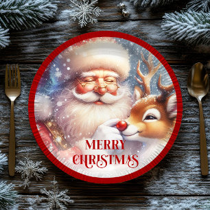 Assiettes En Carton Père Noël festif papier drôle pour enfants Noël