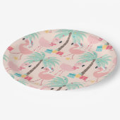 Assiettes En Carton Père Noël Flamant rose - Fun rose Tropical Noël (Angle)