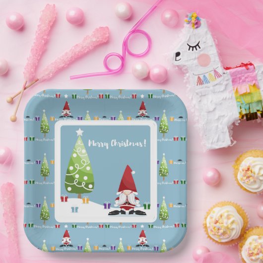 Assiettes En Carton Père Noël Gnome Pour Plaque Papier De Noël (Fête)