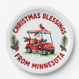 Assiettes En Carton Père Noël golfeur jouant au golf dans le Minnesota
