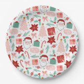 Assiettes En Carton Père Noël joyeux | Joyeuses plaques de papier de N (Devant)