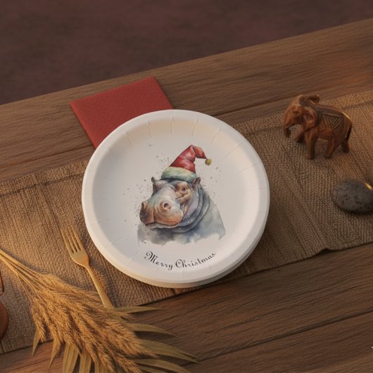 Assiettes En Carton Père Noël Little Hippo, coutume