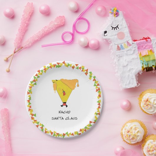 Assiettes En Carton Père Noël Nacho avec chips (Fête)