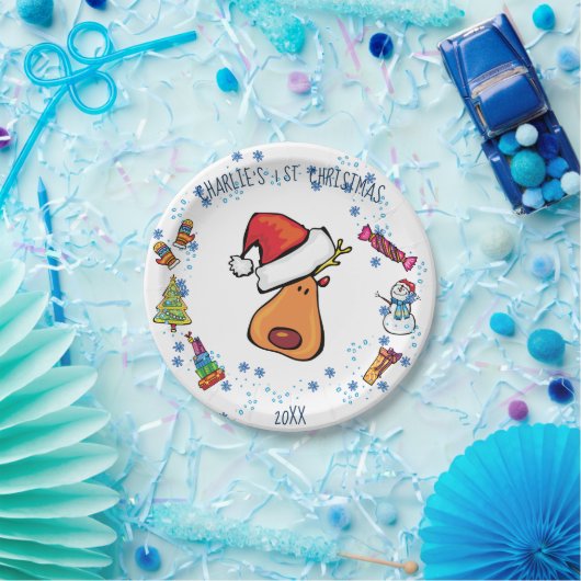 Assiettes En Carton Père Noël Plate 1 st Christmas Doodart design (Fête)