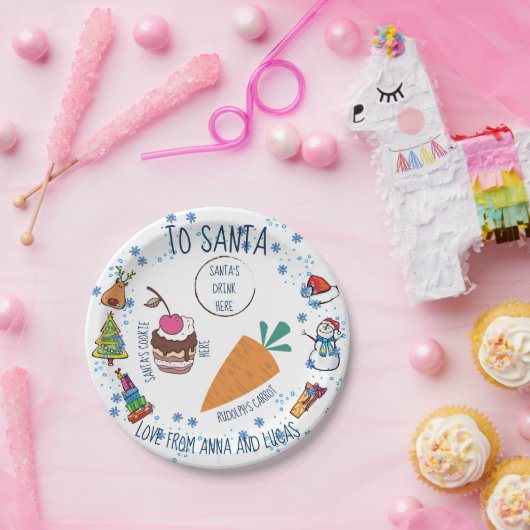 Assiettes En Carton Père Noël Plate Christmas Doodé art design (Fête)
