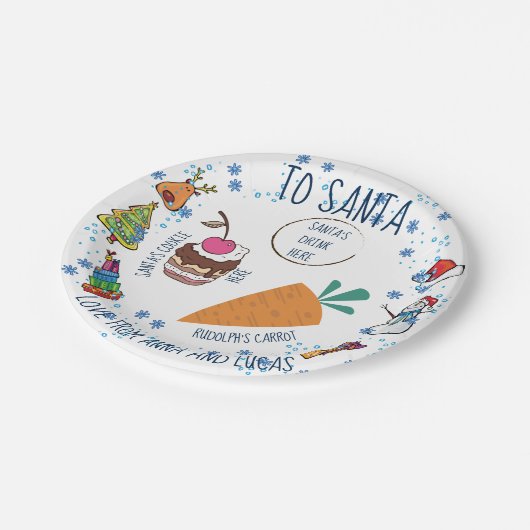 Assiettes En Carton Père Noël Plate Christmas Doodé art design (Angle)