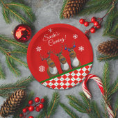 Assiettes En Carton Père Noël Prochain Reindeer Trio Red Party Plaque