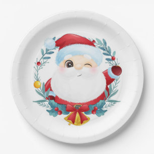 Assiettes En Carton Père Noël qui cligne de l'œil