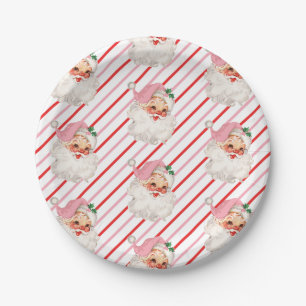 Assiettes En Carton Père Noël Rose Rétro Oh Quelle Joie