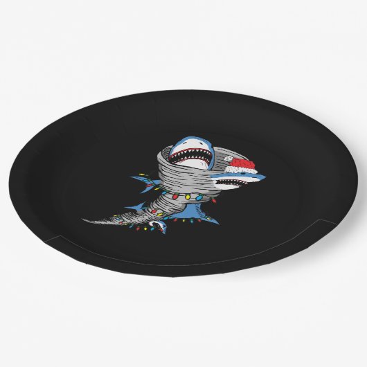 Assiettes En Carton Père Noël Shark Tornado Joyeux Noël (Angle)