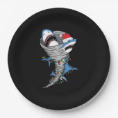 Assiettes En Carton Père Noël Shark Tornado Joyeux Noël (Devant)