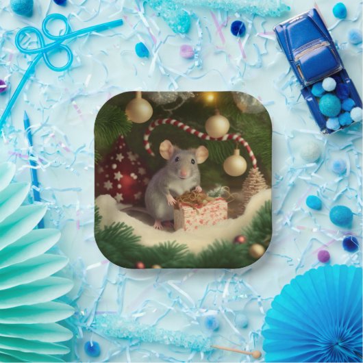 Assiettes En Carton Père Noël Souris préparer cadeaux Plaques de papie (Fête)