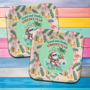 Assiettes En Carton Père Noël sur une île tropicale Noël à la fête de 