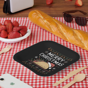 Assiettes En Carton Père Noël Taco Noël Sweater Lumineux Ugly Xmas