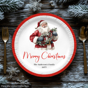 Assiettes En Carton Père Noël traditionnel Cozy Rouge Blanc Dîner 