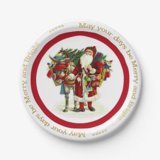 Assiettes En Carton Père Noël victorienne et âne