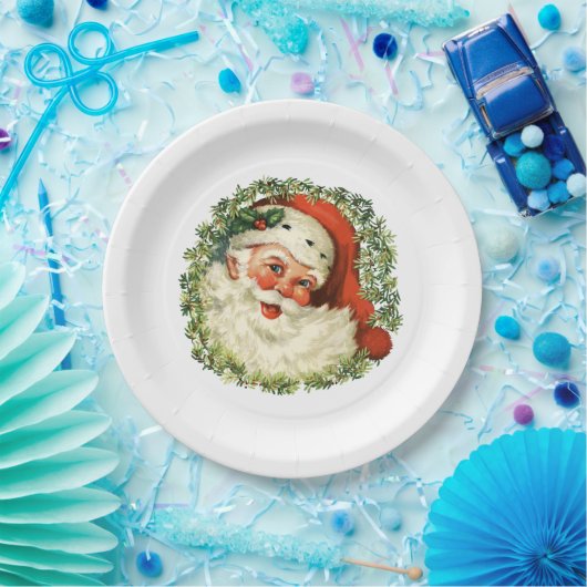 Assiettes En Carton Père Noël vintage (Fête)