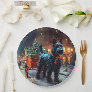 Assiettes En Carton Période de fêtes de Noël du Terrier Écossais