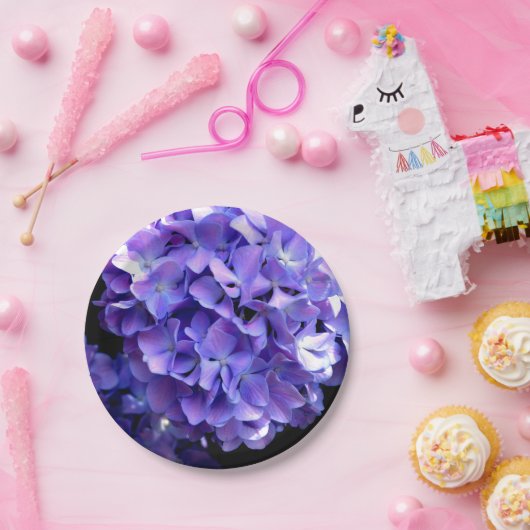 Assiettes En Carton Périwinkel hydrangeas fleurs violettes fleurs bleu (Fête)