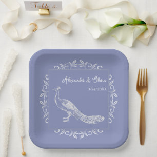 Assiettes En Carton Périwinkle Peacock Wedding shower florissant