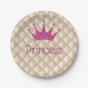 Assiettes En Carton Perles Charming Chic, Tiara, Princesse, Glitterie