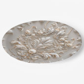 Assiettes En Carton Perles cristaux France Damas broderie Découpage (Angle)