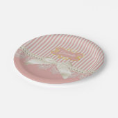 Assiettes En Carton Perles et arc et nom roses de crème de rayures de (Angle)