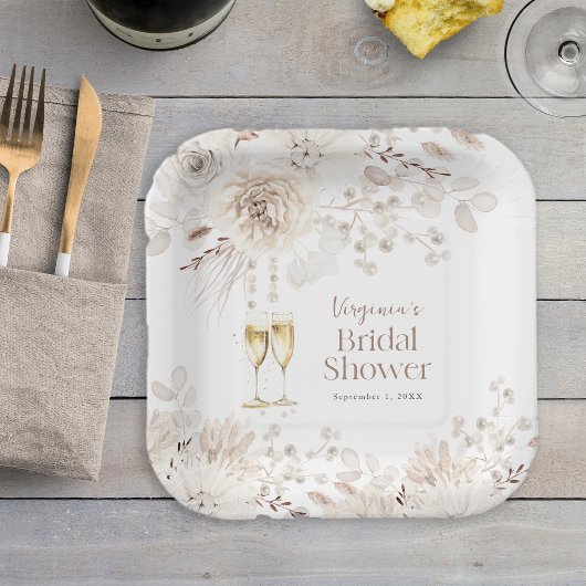 Assiettes En Carton Perles et Prosecco