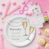 Assiettes En Carton Perles et prosecco Élégante douche de mariée (Fête)