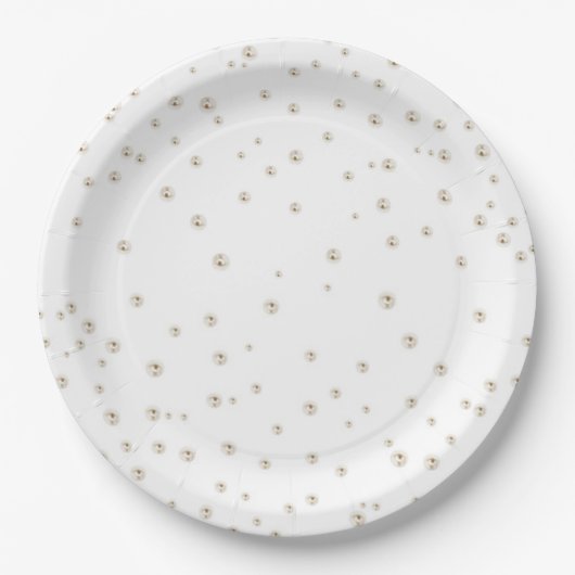 Assiettes En Carton Perles et Prosecco Elégante douche nuptiale (Devant)